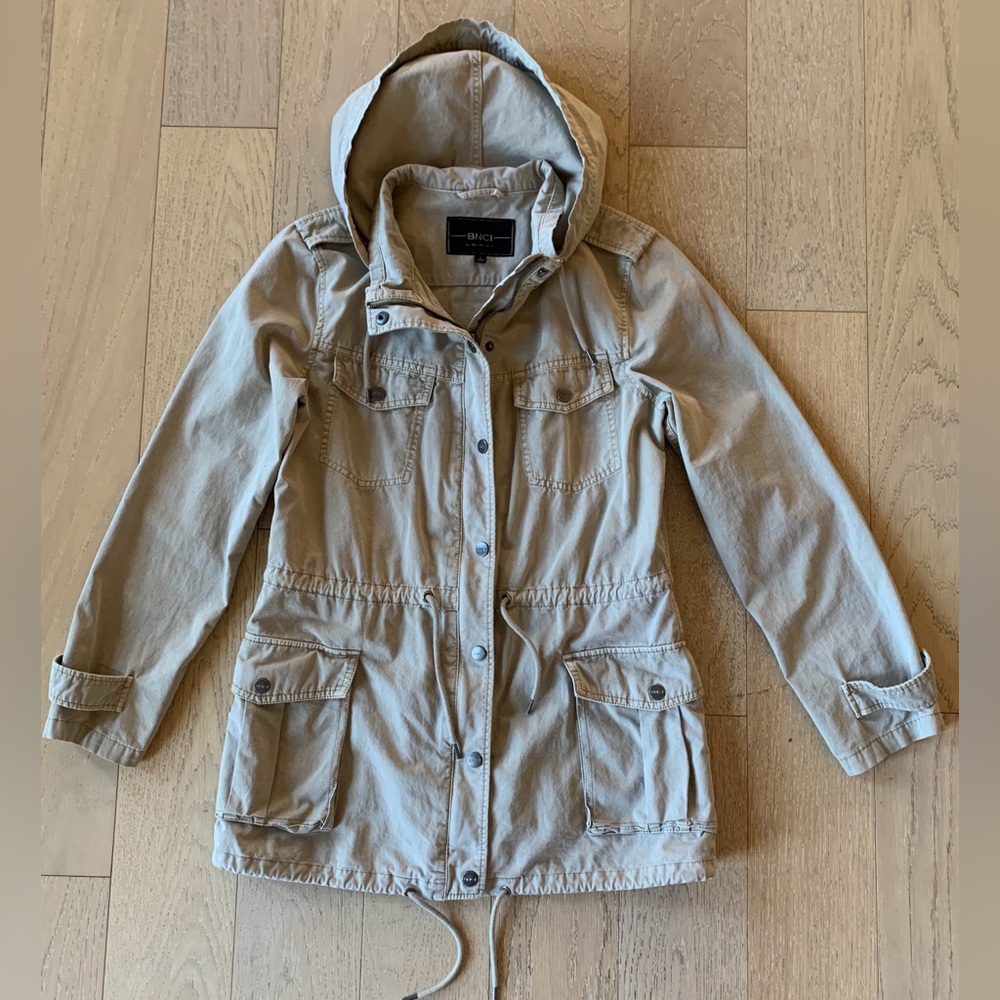 BNCI 100% Cotton Women’s Beige Hooded Utility Jacket
